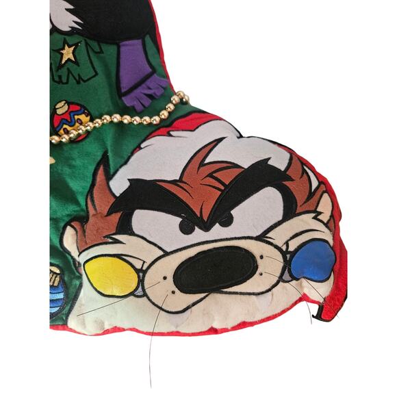 Warner Bros Store Looney Toons Huge Christmas Stocking 2000 Taz Tweety Plush Y2K - Picture 14 of 16